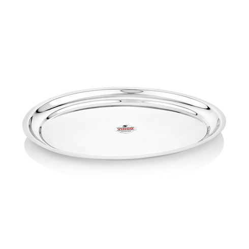 Vinod Stainless Steel Oval Rice Tray with Highest Grade Stainless Steel Mirror Finish Rust Free Tough and Durable Easy to Clean