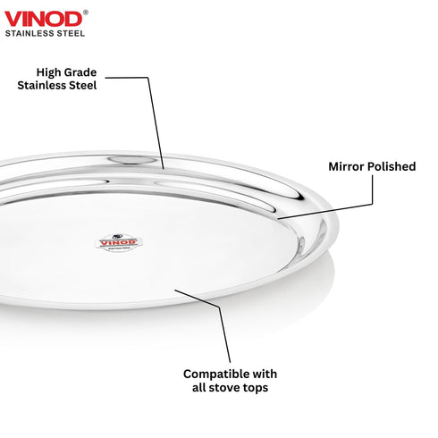 Vinod Stainless Steel Oval Rice Tray with Highest Grade Stainless Steel Mirror Finish Rust Free Tough and Durable Easy to Clean
