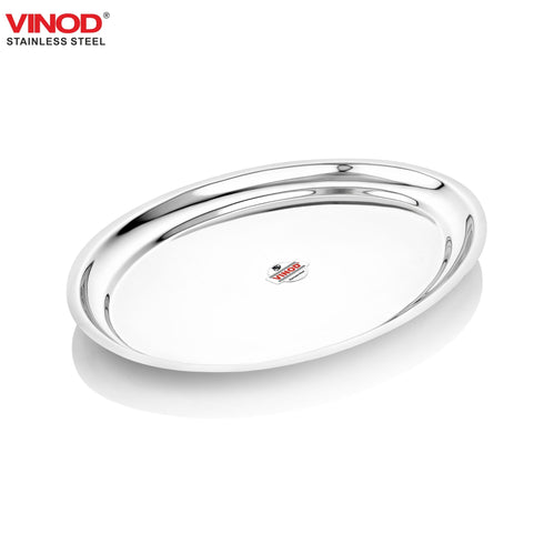 Vinod Stainless Steel Oval Rice Tray with Highest Grade Stainless Steel Mirror Finish Rust Free Tough and Durable Easy to Clean
