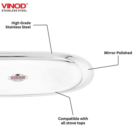 Vinod Stainless Steel Salad Tray with Highest Grade Stainless Steel Mirror Finish Tough and Strong Rust free and Dishwasher Safe