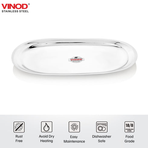 Vinod Stainless Steel Salad Tray with Highest Grade Stainless Steel Mirror Finish Tough and Strong Rust free and Dishwasher Safe