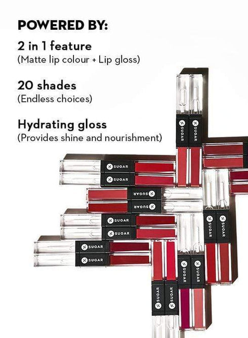 Sugar Cosmetics Smudge Me Not Lip Duo 17 Fiery Berry | Marsala 2 In 1 Lipstick Matte Finish Glossy Finish Hydrating Formula