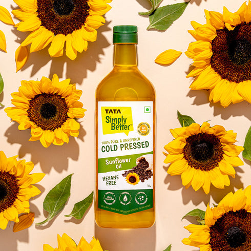 Tata Simply Better Sunflower Oil 1L | 100% Pure | Unrefined & Cold-pressed | Hexane-Free