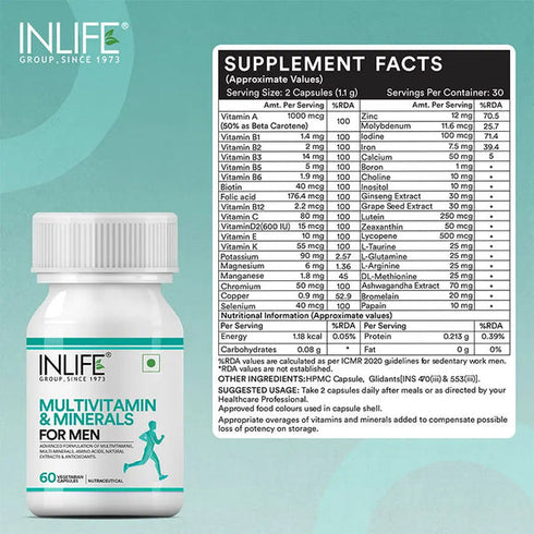 Inlife Multivitamin And Minerals Tablets For Men