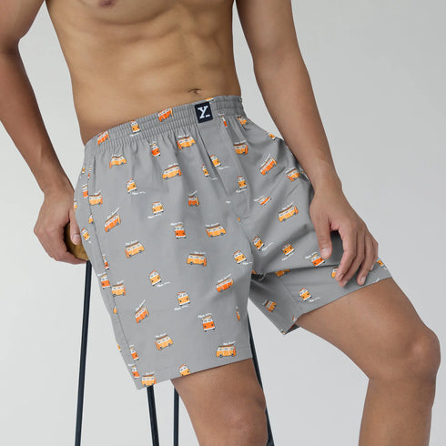 XYXX Surf Super Combed Cotton Boxer Shorts Bus Grey