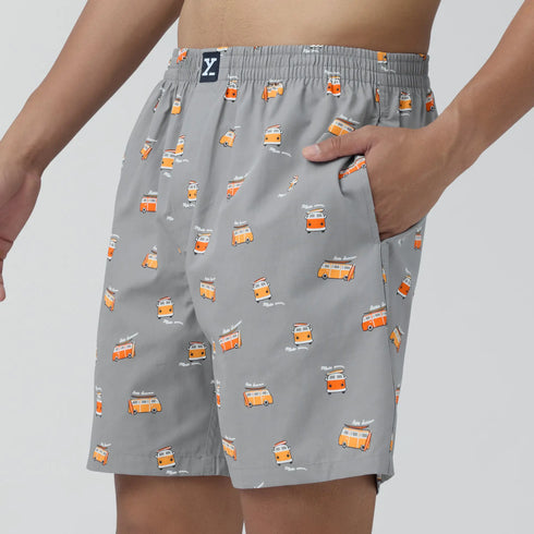 XYXX Surf Super Combed Cotton Boxer Shorts Bus Grey