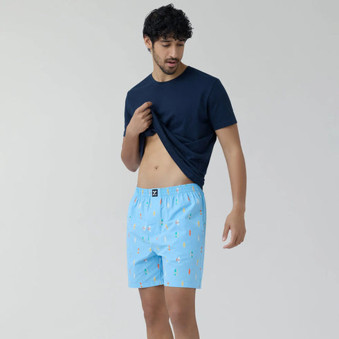XYXX Surf Super Combed Cotton Boxer Shorts SurfBoard Blue