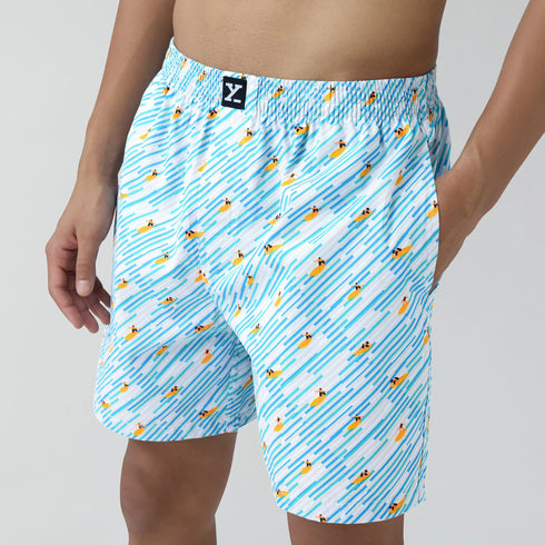 XYXX Surf Super Combed Cotton Boxer Shorts Surfing Blue