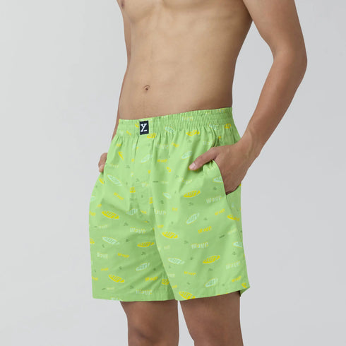 XYXX Surf Super Combed Cotton Boxer Shorts Wave Green