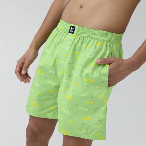 XYXX Surf Super Combed Cotton Boxer Shorts Wave Green