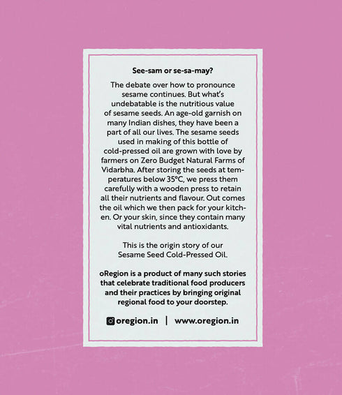 oRegion Cold Pressed Sesame Oil