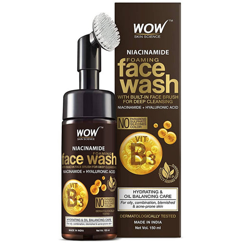 Wow Skin Science Niacinamide Foaming Face Wash With BuiltIn Brush
