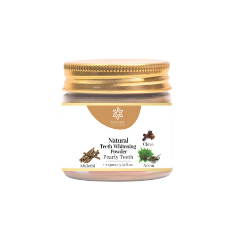Natuur Natural Teeth Whitening Powder Pearly Teeth (Mulethi, Neem & Clove)100g
