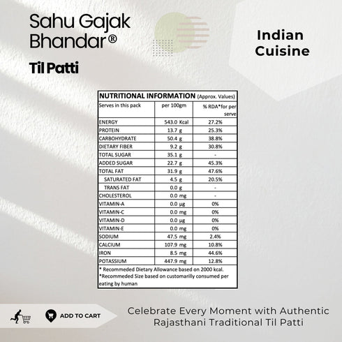 Sahu Gajak Bhandar Til Patti Gajak
