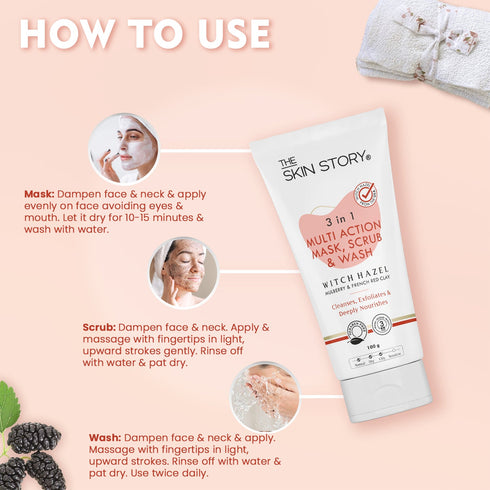 The Skin Story Deep Detox 3-in-1 Clay Wash, Scrub & Pack
