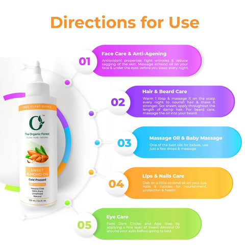 The Organic Forest Sweet Almond Oil For Skin| Face| Hair