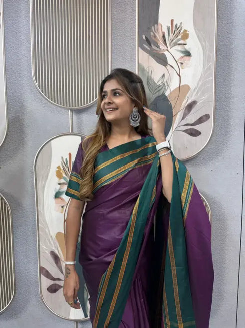 Ethnic Suits Trending Zip and go Saree in Purple