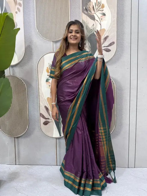 Ethnic Suits Trending Zip and go Saree in Purple