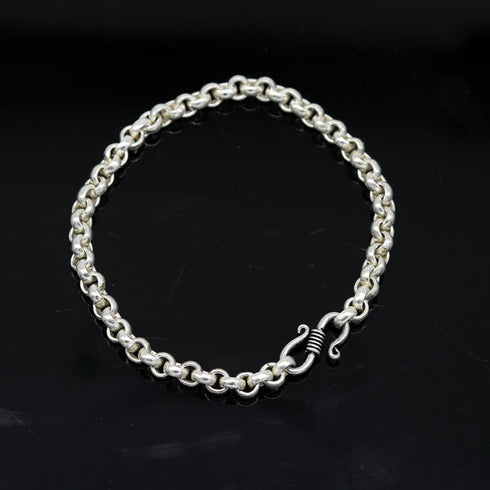 925 sterling silver customized rolo link chain bracelet stylish unisex gifting jewelry nsbr185