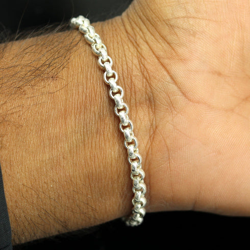 925 sterling silver customized rolo link chain bracelet stylish unisex gifting jewelry nsbr185