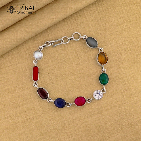 925 sterling silver Navratan stone nine stone bracelet Stunning stylish jewelry nsbr415