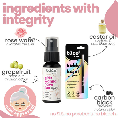 Tuco Everyday Essentials Natural Body Mist + Kajal for Kids
