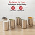 Vinod Stainless Steel Amrapali Glass Set of 6 with High Grade Stainless Steel Mirror Finish Tough and Strong Dishwasher Safe 7 Inch