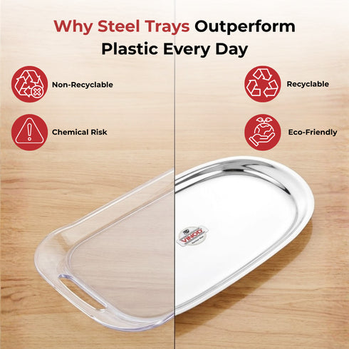 Vinod Stainless Steel Salad Tray with Highest Grade Stainless Steel Mirror Finish Tough and Strong Rust free and Dishwasher Safe