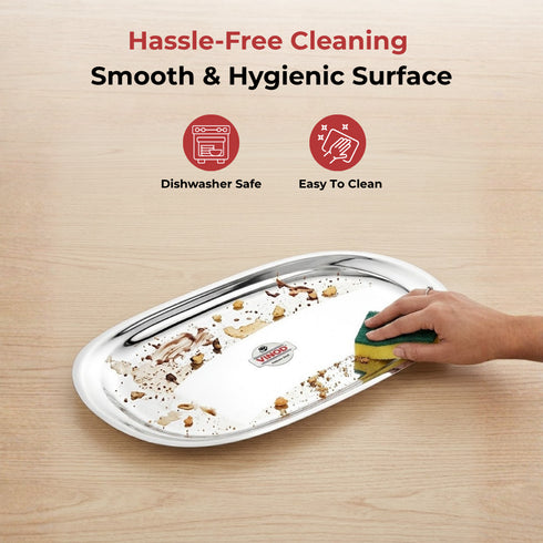 Vinod Stainless Steel Salad Tray with Highest Grade Stainless Steel Mirror Finish Tough and Strong Rust free and Dishwasher Safe