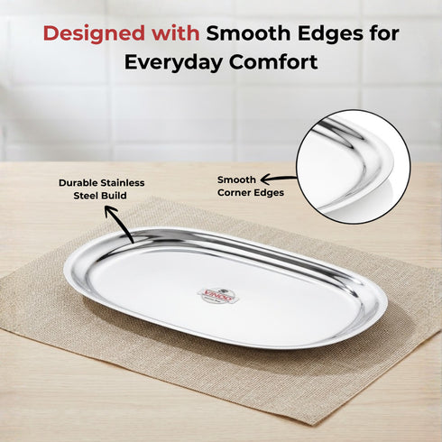 Vinod Stainless Steel Salad Tray with Highest Grade Stainless Steel Mirror Finish Tough and Strong Rust free and Dishwasher Safe