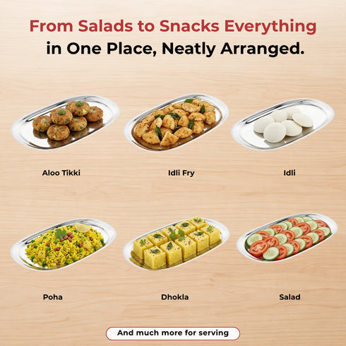 Vinod Stainless Steel Salad Tray with Highest Grade Stainless Steel Mirror Finish Tough and Strong Rust free and Dishwasher Safe