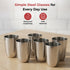 Vinod Stainless Steel Passion Glass Set of 6 300 ml with Highest Grade Steel Mirror Finish Long Lasting and Durable Dishwasher Safe