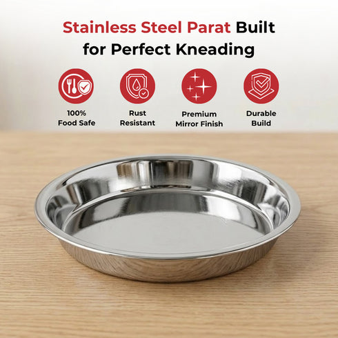 Vinod Stainless Steel Parat with Mirror Finish Highest Grade Steel Tough Strong Build Easy to Clean and Rust Free No 14