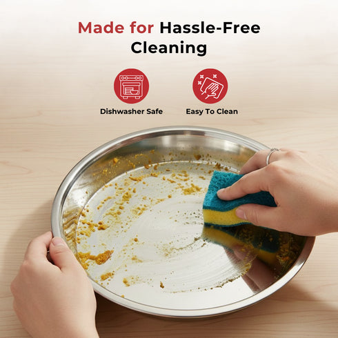 Vinod Stainless Steel Parat with Highest Grade Steel Tough and Strong Build Easy to Clean and Rust Free No 18