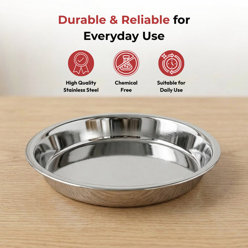 Vinod Stainless Steel Parat with Highest Grade Steel Tough and Strong Build Mirror Finish and Rust Free No 16