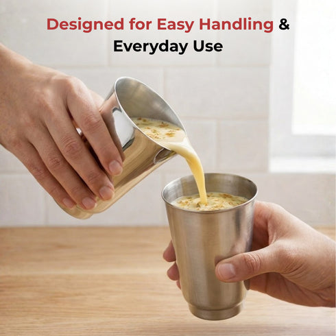 Vinod Stainless Steel Sheetal Glass Set of 6 300 ml with Highest Grade Stainless Steel Tough and Strong Rust Free and Dishwasher Safe