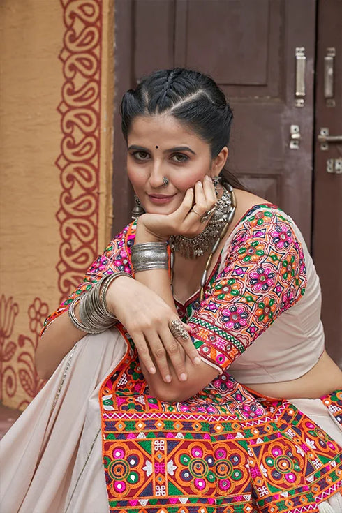 Shubhkala Viscose Rayon Navratri Chaniya Choli with Heavy Embroidered Dupatta