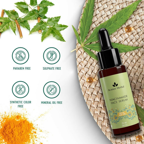 Avimee Herbal Niacinamide Face Serum For Acne Marks, Blemishes & Oil Balancing with Zinc