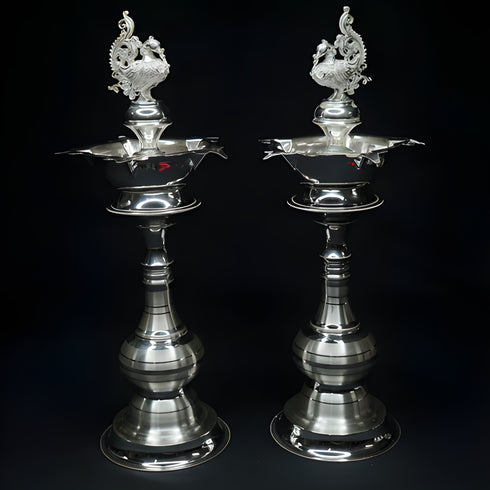 Pure Silver Peacock Design Fancy Pair Diya 350g