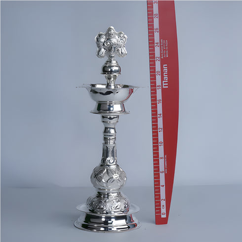 Pure Silver Shanku Chakra Lamp Stand Pair 403.2g