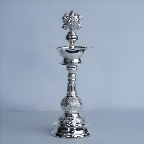 Pure Silver Shanku Chakra Lamp Stand Pair 403.2g