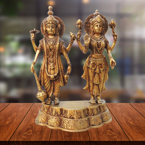 Brass Vishnu Laxmi Idol Statue 5.23Kg