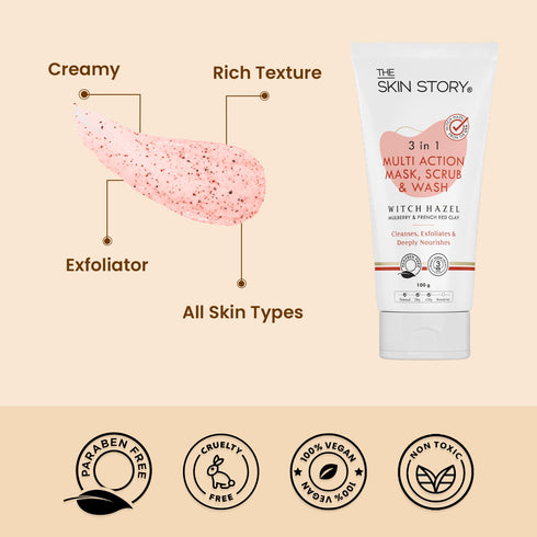 The Skin Story Deep Detox 3-in-1 Clay Wash, Scrub & Pack