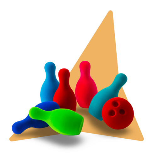 Rubbabu Bowling Set (Six pins with one ball) 5.5''