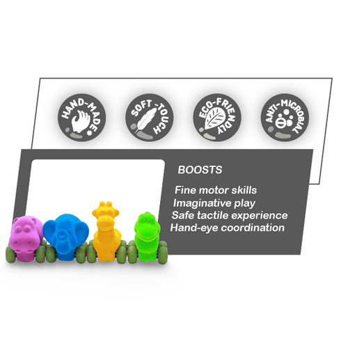 Rubbabu Bright Colour Micro Aniwheelies (Set of 4)