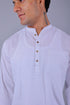 Veshbhoshaa Bluebird Men'S Short Kurta In White - 100% Pure Cotton