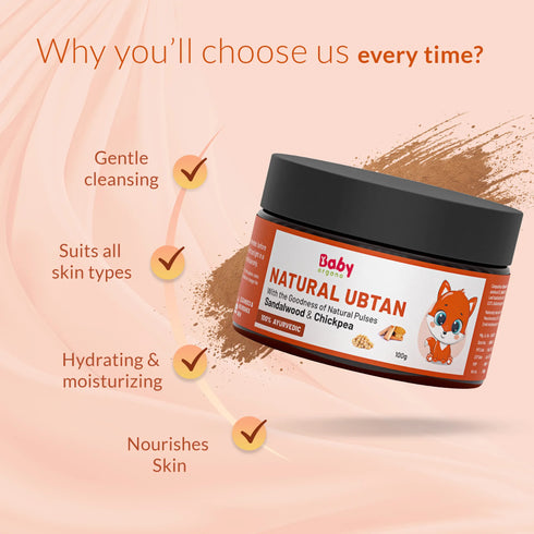Babyorgano Natural Ubtan Skin Lightening and Tan Removal For Babies 0 15 Years