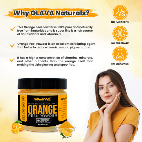 Olava Naturals Orange Peel Powder for Skin - 100% Pure and Natural