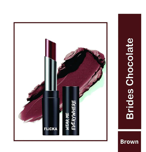 FLiCKA Wear Me Everywhere Creamy Matte Lipstick Brides Chocolate | Brown
