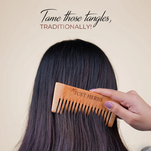Just Herbs Handmade Wide-Tooth Neem Comb 35g